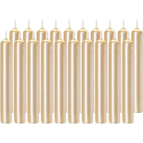 Mini Taper Candles 100 pcs - Pale Gold - 3.75 x 0.5 Inches Unscented Candles for Rituals, Spells, Witchcraft, Wedding, Home Decor and Party