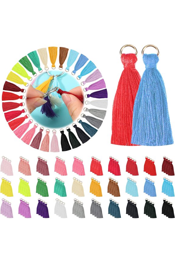 Mini Tassel Multi-Color Tiny Handmade Craft Tassels Soft Keychain Charms with Loop for Jewelry Making Bag Charms Pendant Earring Decorations DIY Crafts