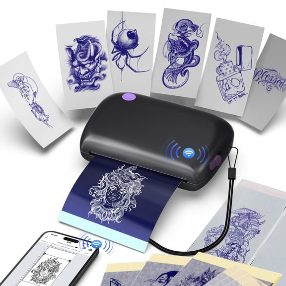 Mini Tattoo Printer, 2026 New Edition Wireless Bluetooth Thermal Transfer Tattoo Machine Compatible with Smartphones and Tablets Includes 5pcs Specialized Paper (Mini Tattoo Transfer Machine)