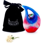Mini Teardrop Cremation Urn   Small Lacquered Keepsake Urn with Heart Pattern   10 Cubic Inches   Threaded Closure   Memorial Urn for Ashes   Decorative Tribute for Loved Ones