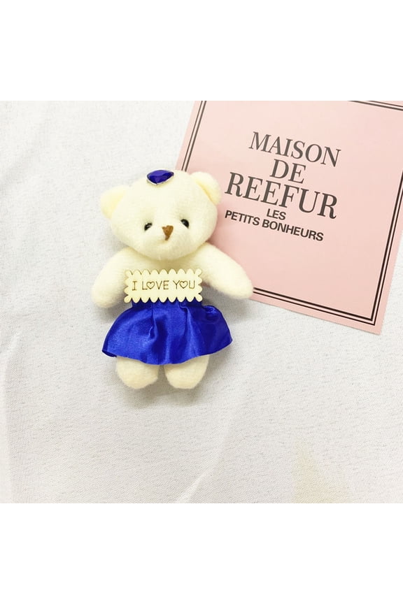 Mini Teddy Bear Figurine Plush Cartoon Bear Keychain Toy Gift For Birthday Party Diy Craft Supplies Valentines Day Present