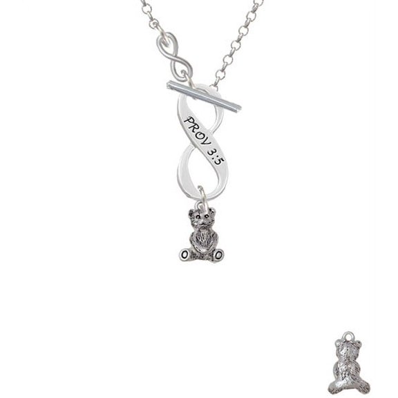 Mini Teddy Bear - To Infinity Proverbs 3:5 Toggle Necklace