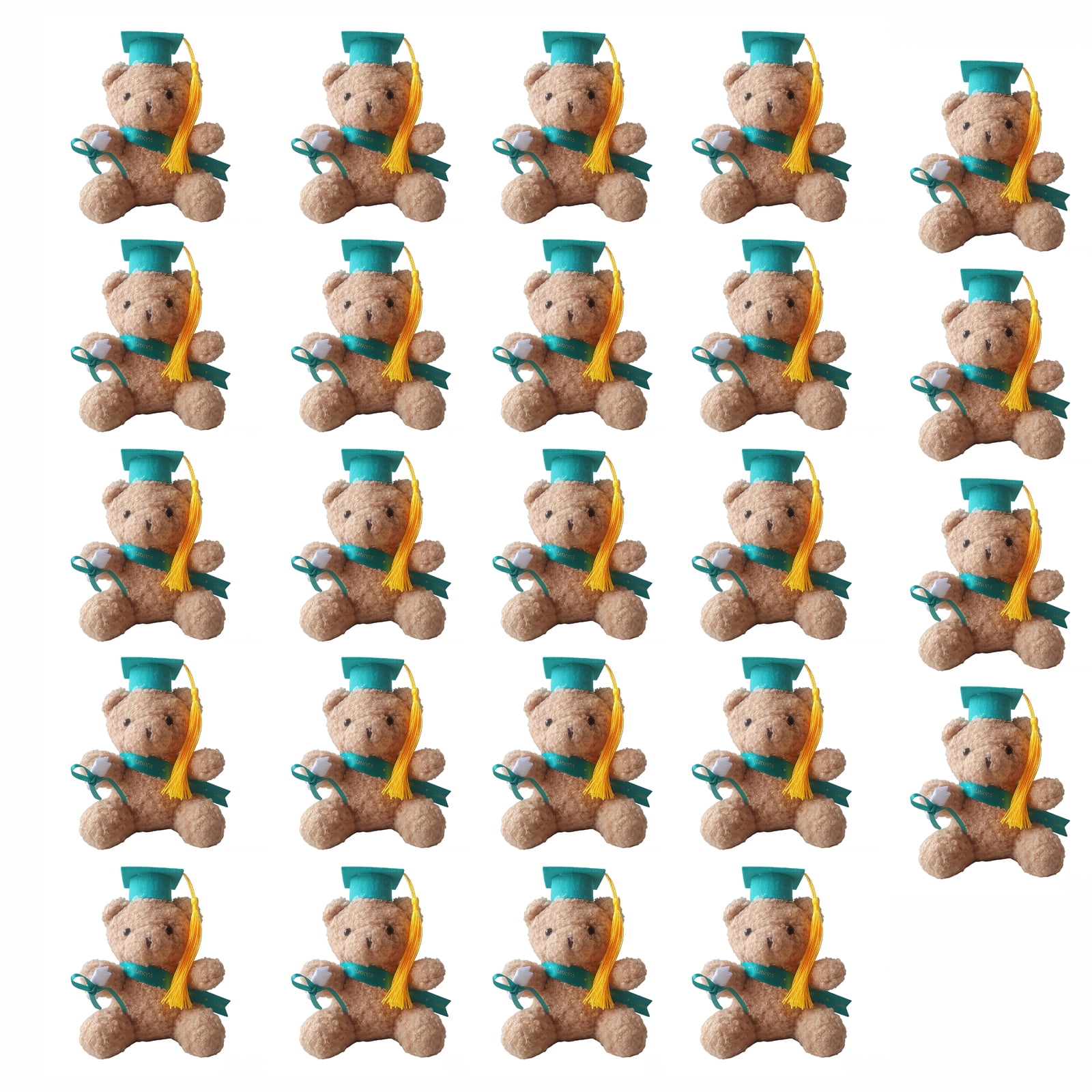 Mini Teddy Bears Bulk, 2026 Graduation Tassel, 5 in Plush, Plush Stuffed Animals, Graduation Gifts Bulk, Tan, Teal Sash, Graduation Party Supplies, Guest Giveaways