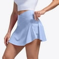 thumbnail image 1 of Mini Tennis Skirt with Shorts Underneath Hidden Pockets Womens Crossover High Waist Yoga Workout Stretch Golf Skorts (M, Light Blue), 1 of 7