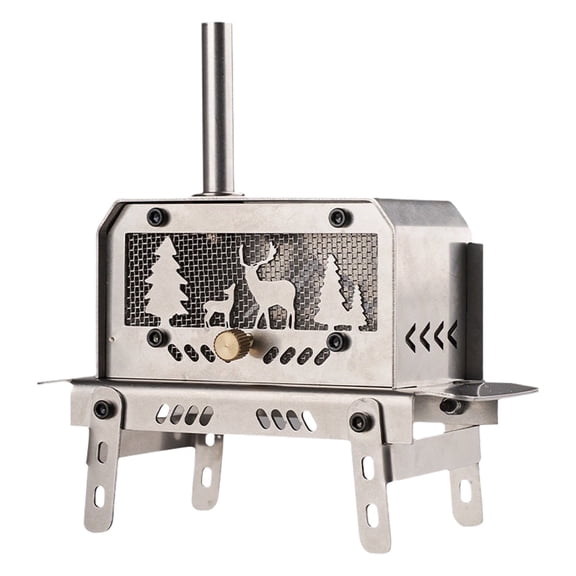 Mini Tent Stove With Chimney Outdoor Wood Stove Stainless Steel Wood Burning Stove Suitable For Backpacking Fishing