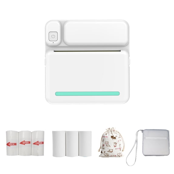 Mini Thermal Bluetooth Printer, Portable Wireless Inkless Photo Printer for iOS and Android, Compact Label, Receipt, Photo Printer for Home, Office, Schoo, and Travel Use
