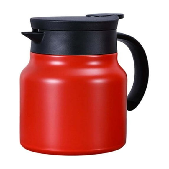 Mini Thermal Coffee Carafe, 27 Oz Stainless Steel Thermal Carafe for Hot & Cold Beverages, Portable Milk Creamer Container for Coffee Tea Hot Chocolate Dispenser, Red