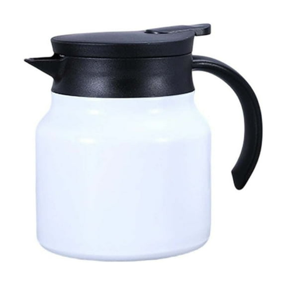 Mini Thermal Coffee Carafe, 27 Oz Stainless Steel Thermal Carafe for Hot & Cold Beverages, Portable Milk Creamer Container for Coffee Tea Hot Chocolate Dispenser, White
