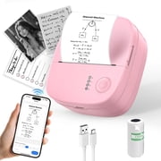 Mini Thermal Printer Bluetooth No Ink Sticker Maker Portable Pocket Printer for Notes Kids Gift Pink