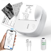 Mini Thermal Printer Bluetooth No Ink Sticker Maker Portable Pocket Printer for Notes Kids Gift White