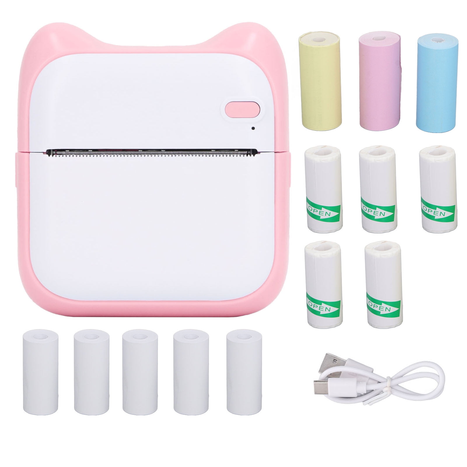 Mini Thermal Printer HD Clear 200dpi Printing BT Portable Printer for Students Photos Notes Pink