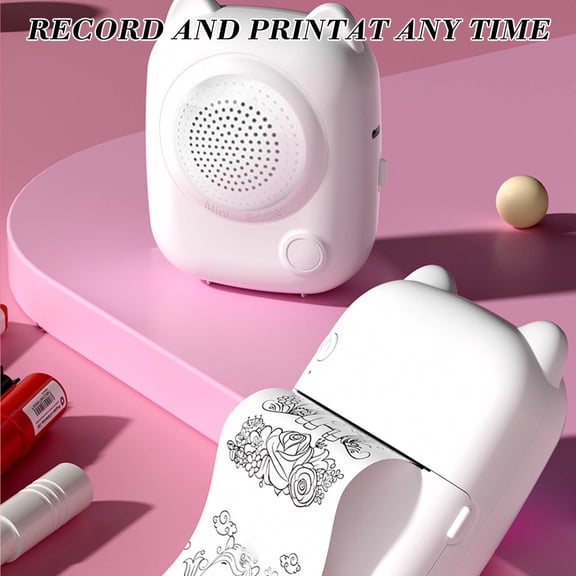 Mini Thermal Printer, Portable Bluetooth Printer for Students, Smart Voice Controlled Printer with App, Wireless Phone Printer for Notes, Labels, Lists, Home Office, School Learning Accessories