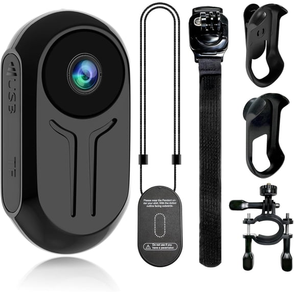 Mini Thumb  Action Camera, FHD 1080P Wearable POV  Cameras with Audio and Video Recording, Small Vlogging Camera for Content Creators, Runners