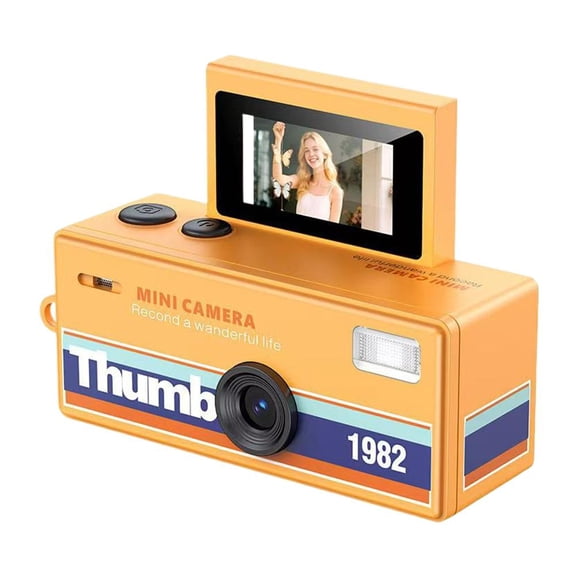 Mini Thumb Camera with Flip Screen, Pocket Photo & Video Camera with 32GB Card, Lightweight Small Action Camera for Kids Students Travel(Orange)