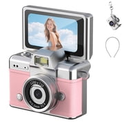 Yhaizhuy Mini Thumb Digital Camera,180  Flip Screen,1.47" Ips Flip Screen Retro Ultra-Portable Keychain Digital Camera,Pink