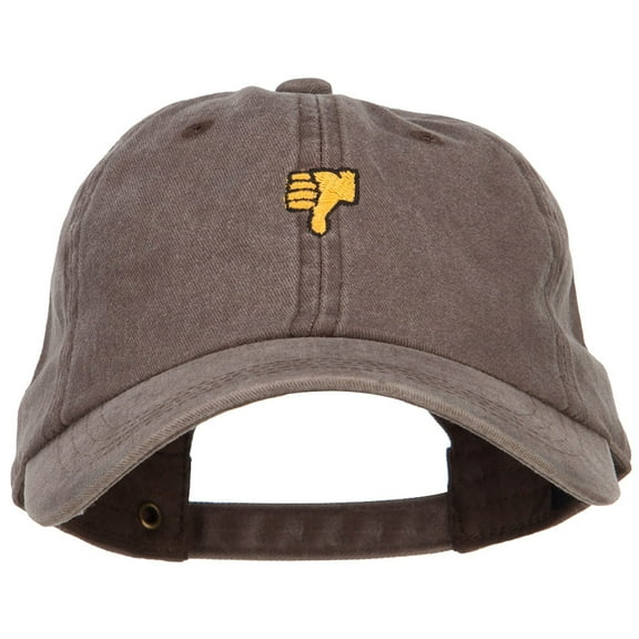 Mini Thumbs Down Embroidered Unstructured Dyed Cap - Brown OSFM