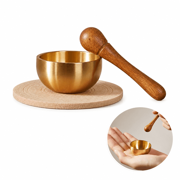 Mini Tibetan Singing Bowl Set Handcrafted Brass Sound Bowl for Meditation, Yoga, Stress Relief & Chakra Healing, Complete Kit with Cushion & Wooden Striker, Beginner Friendly, Gift Box Packed