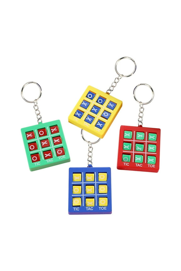 Mini Tic-Tac-Toe Key Chain Plastic 3-Piece Game Keyring Portable Pocket Toy Accessory