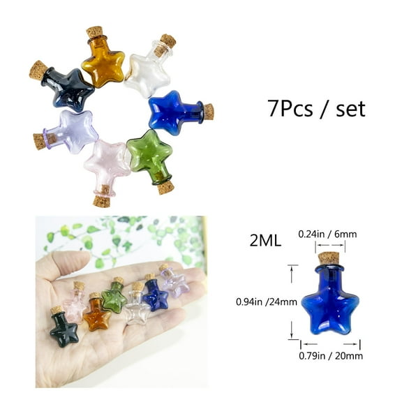 Mini Tiny Color Glass Cork Bottles Five Pointed Star Vial DIY Pendants for Party Christmas gift Wedding Decoration