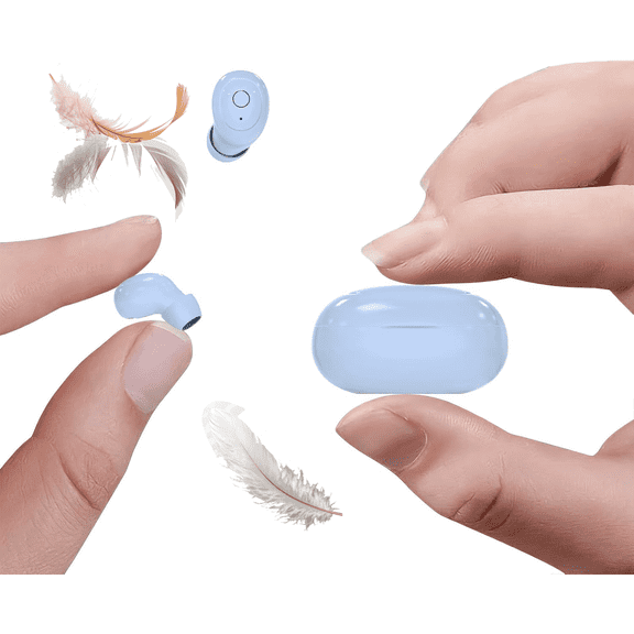 Mini Tiny Invisible Micro Earbuds Wireless Bluetooth Invisible Headphones Smallest Ear Buds Extra Small Hidden Discreet Earbuds for Work Sleeping Side Sleeper ,Sleeping for Small Ears(Blue)