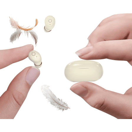 Mini Tiny Invisible Micro Earbuds Wireless Bluetooth Invisible Headphones Smallest Ear Buds Extra Small Hidden Discreet Earbuds for Work Sleeping Side Sleeper ,Sleeping for Small Ears(Beige)