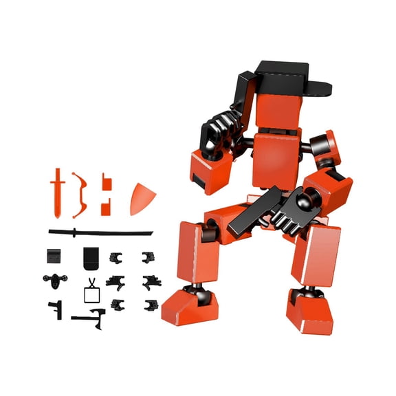 Mini Titan 13 Action s Hip Hop Dummy Robot Action Toys Stick Multi Joints Movable Desktop Decoration(Orange)
