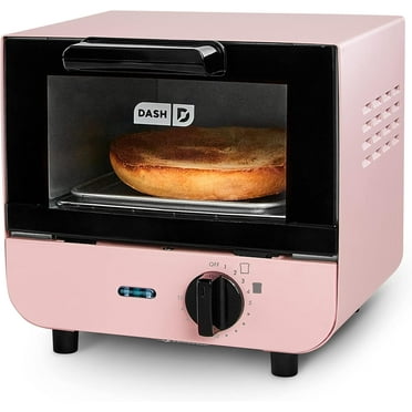 Mini Toaster Oven Cooker for Bread, Bagels, Cookies, Pizza, Paninis & More with Baking Tray, Rack, Auto Shut Off Feature - Pink