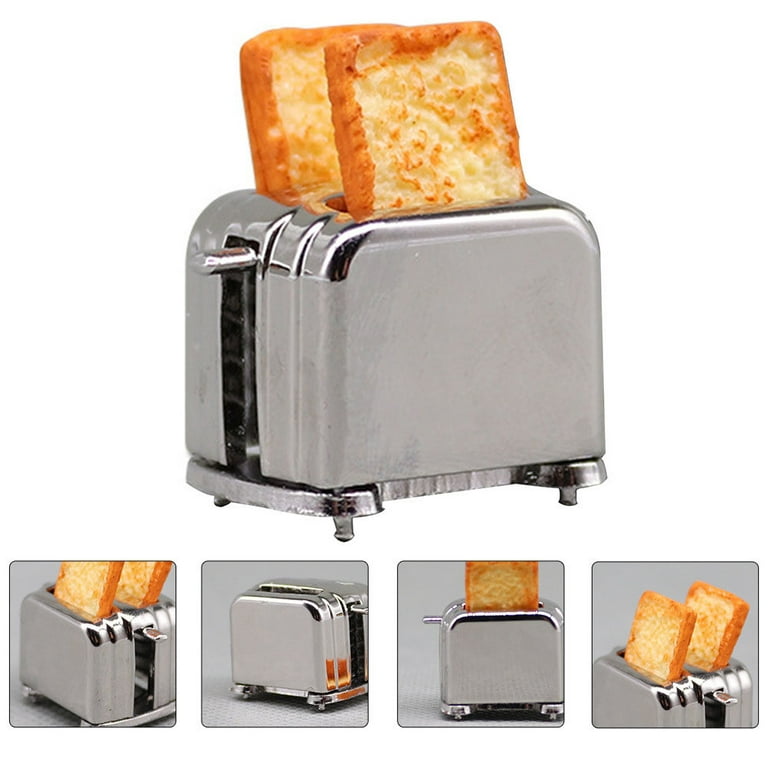 SPYMINNPOO Mini Toaster Toy, 1:12 Miniature Bread Maker Delicate Bread  Machine Model Early Learning Toaster Toy for Above 3 Years Old Girls and  Boys