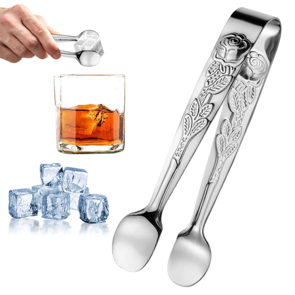 Mini Tongs, 4Inch Small Serving Tongs,Tiny Sugar Tongs Stainless Steel Kitchen Tongs for Appetizers,Desserts,Tea Party,Coffee Bar(Silver)