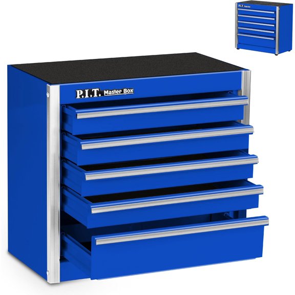 Mini Tool Box 8.6"W X 4.6"D, ortable 5-Drawer Micro Steel Stackable Toolbox with Liner, Blue Cute Tool Case for Small Tools arts Storage, Home DIY