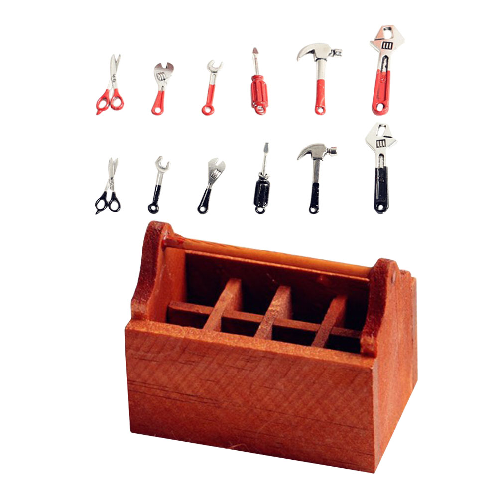 Mini Tool Box Dollhouse Room Decor Kids Toys Tools for Furniture Retend