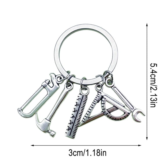 Mini Tool Keychain Pendant, Saw, Screwdriver, Wrench Drill Multi-Tool Keyring, Portable DIY Accessories, Backpack and Bag Decor, Gift for Dad, Handyman and Craft Lovers