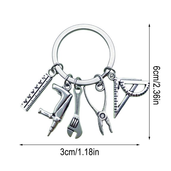 Mini Tool Keychain Set Saw Screwdriver Wrench Drill Pendant for DIY Dad Gift and Key Accessory