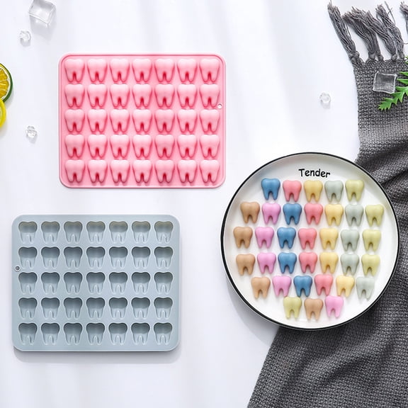 Mini Tooth Silicone Mold, 35 Cavity 3D Small Molar Molds Tray DIY Baking Decorating Tools For Chocolate Gummy Candy Jello