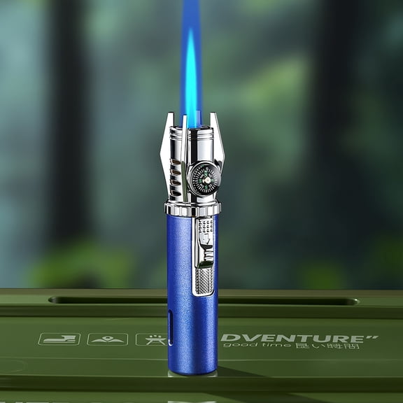 Mini Torch Lighter, Czzoypi Portable Refillable Gas Lighter, Metal Windproof Butane Torch for Kitchen Stove Camping, Blue