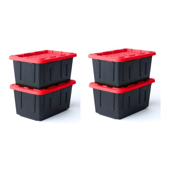 Mini Tote 0.38-Quarts Storage Box With Red Snap Lid, Pack of 4