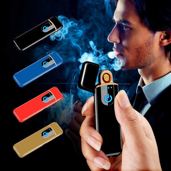 Mini Touch Screen Induction Flameless Lighter, Usb Rechargeable Electric Arc Lighter, Easter Gifts, Windproof Lighter for Camping Daily Use, Compact USB Charging Cigarette Lighter, 3.2in, Black