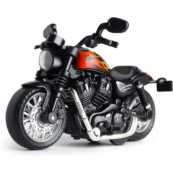 Mini Toy Motorcycle - Pull Back Toy Cars with Sound and Light Toy,Toy Motorcycles for Toddlers,Motorcycle Toys for Boys Age 3-9 (Black)