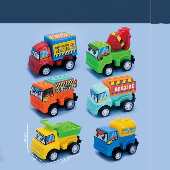 Mini Toy Vehicles for Toddlers, 6 Pack Dump Truck Car Fire Truck Construction Police Ambulance Plastic Cars Play Kit Set