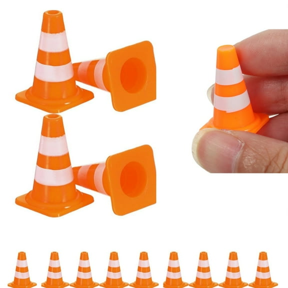 Mini Traffic Cones,Durable Small Construction Barricades,Portable Plastic Orange Traffic Caution Signs for Micro Landscape Sand Table
