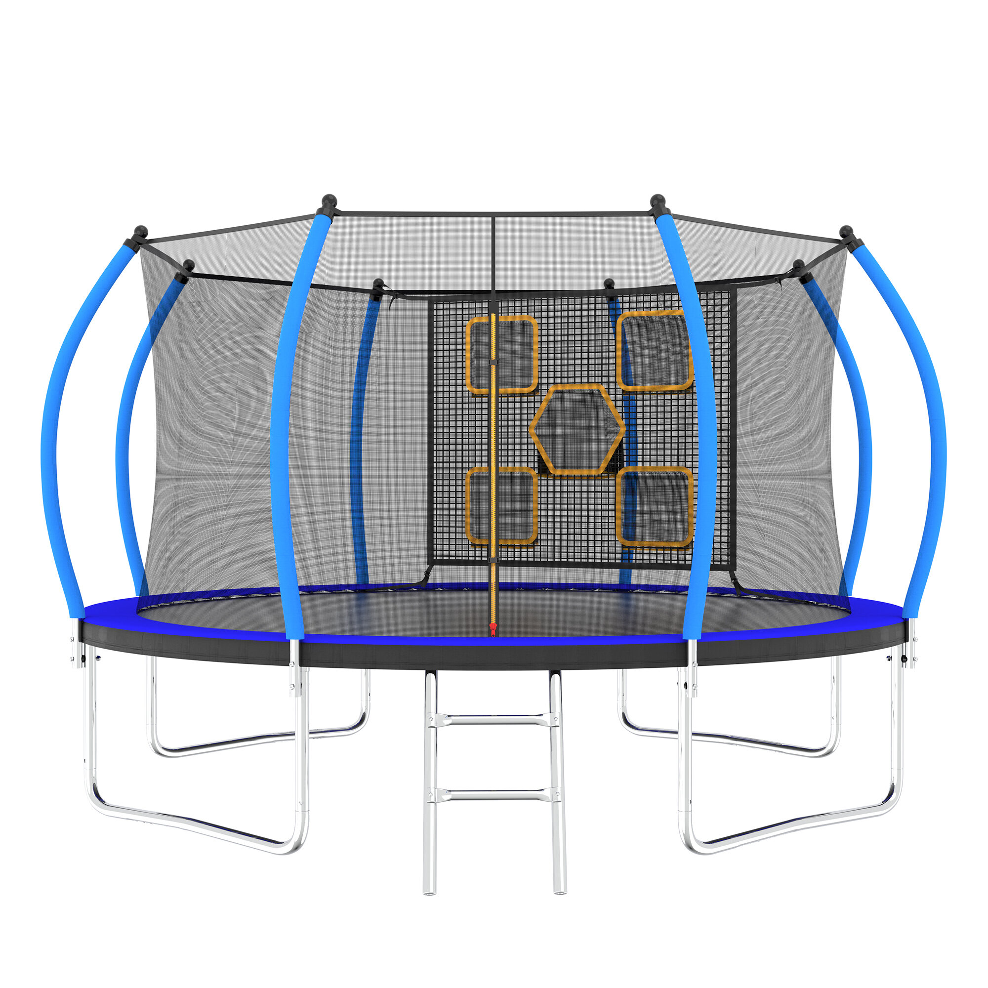 Mini Trampoline, 12FT Trampoline with Enclosure - Recreational Trampolines with Ladder, ASTM Approval Outdoor Trampoline for Kids, Black+Blue Trampoline For Kids,Steel Fitness Trampoline