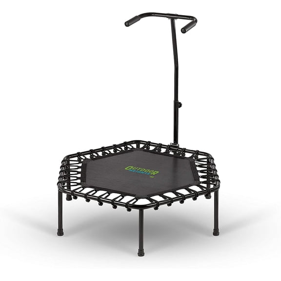 Mini Trampoline, Exercise Fitness Rebounder for Adults & Kids, for Indoor & Outdoor Use, Foldable, Pre-Attached Springs, with Handle,