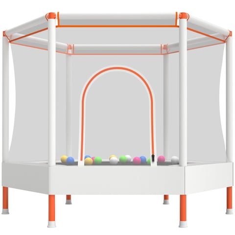 55" Mini Trampoline for Kids with Safety Enclosure Net, Kids Trampoline with No-Gap Design, SEGMART Small Recreational Trampolines for Birthday Gifts, Indoor Trampoline with Ocean Balls