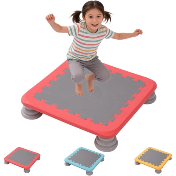 Mini Trampoline Square, Sensory Training Rebounder Foldable Indoor Outdoor Jumping Bed with Non-Slip Pad for Balance & Physical Exercise