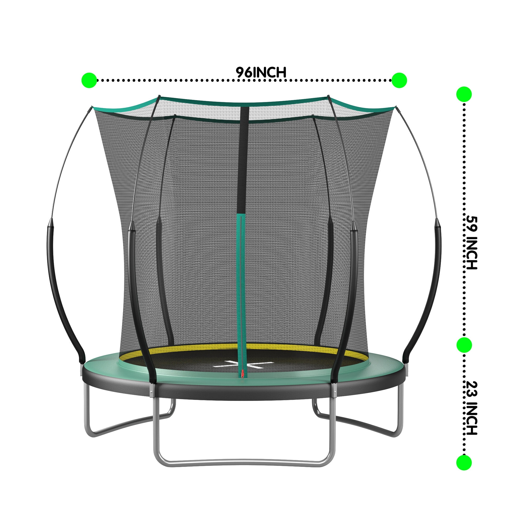 Mini Trampoline, YC 8FT Springfree no Gap Trampoline- Green, Green Trampoline For Kids,Steel Fitness Trampoline, Fitness & Sports Fitness Trampolines