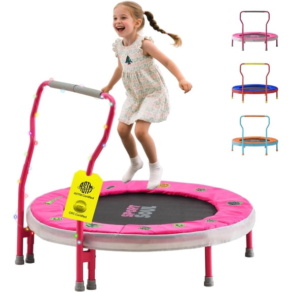 Mini Trampoline for  3-6 with Super Safe  Handle Bar, 3ft  Trampoline Indoor with No-Gap Cover for Indoor and Outdoor