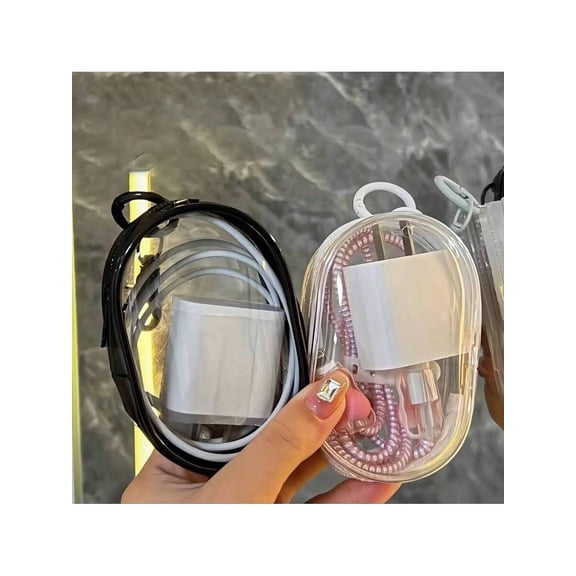 Mini Transparent Cable Storage Box, Portable Organizer for Cables, Chargers & Earphones