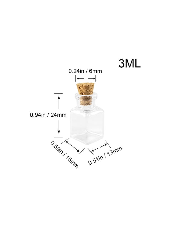 Mini Transparent Glass Bottle with Cork Rectangle Shape Clear Bottles with Cork Small Glass Bottle 10pcs