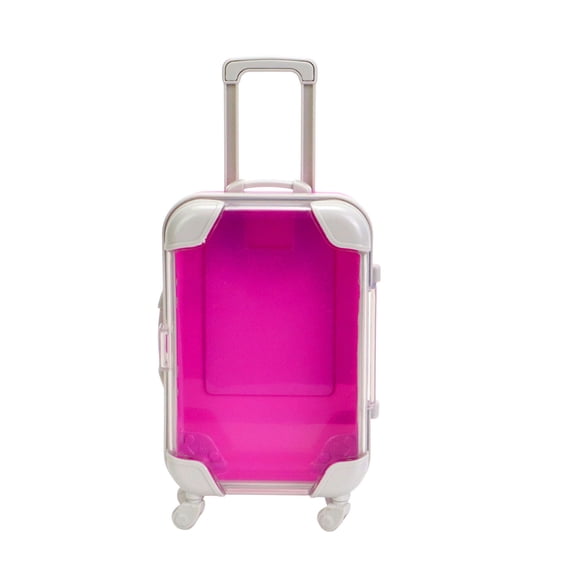 Mini Transparent Suitcase, Simulation Trolley Case, Small Storage Box for Jewelry, Crafts, and Travel Accessories Hot Pink