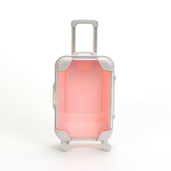 Mini Transparent Suitcase Storage Box Simulation Puzzle Toy Travel Organizer Durable Rolling Wheels Handle Clear Case for Kids Home Office Display Collectibles